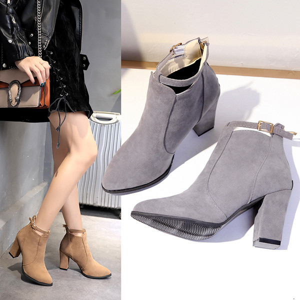 Elegáns női csizma vastag sarkú három színben