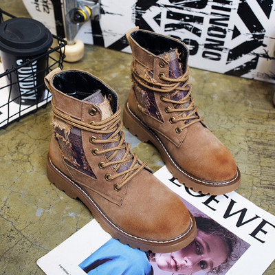 Γυναικείες μπότες με χοντρά πέλματα και δίχρωμους δεσμούς