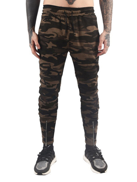 Μοντέρνα αντρικά παντελόνια με καμουφλάζ μοτίβα και φερμουάρ σε τρία χρώματα