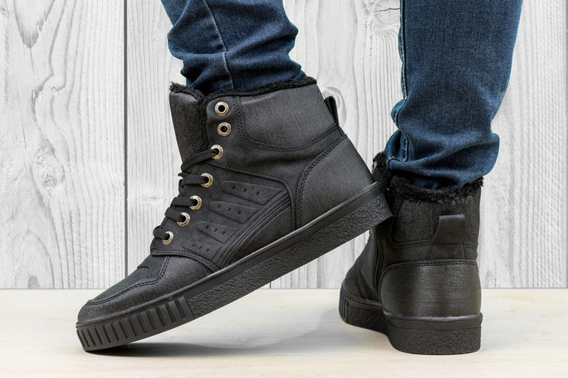 Високи мъжки Зимни кецове с цип и топъл хастар Freeland Black 275