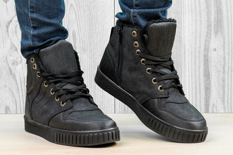 Високи мъжки Зимни кецове с цип и топъл хастар Freeland Black 275