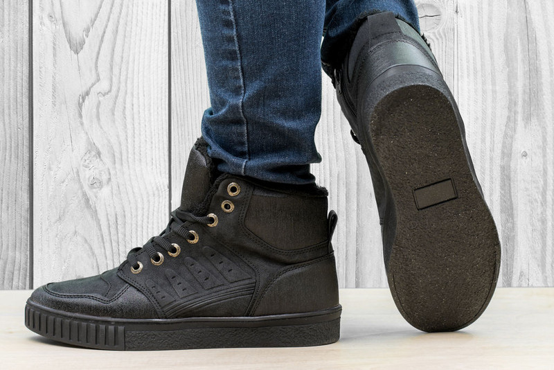 Високи мъжки Зимни кецове с цип и топъл хастар Freeland Black 275