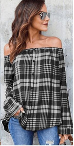 Γυναικεία μπλούζα με κουμπιά σε μαύρο και κόκκινο χρώμα