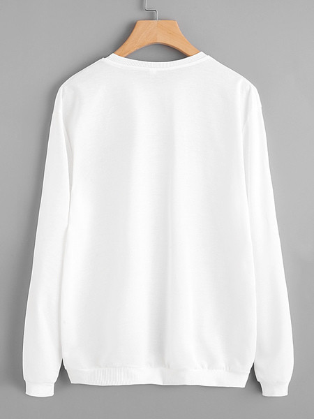 Γυναικεία καθημερινή μπλούζα με εφαρμογές και λευκό και γκρι χρώμα