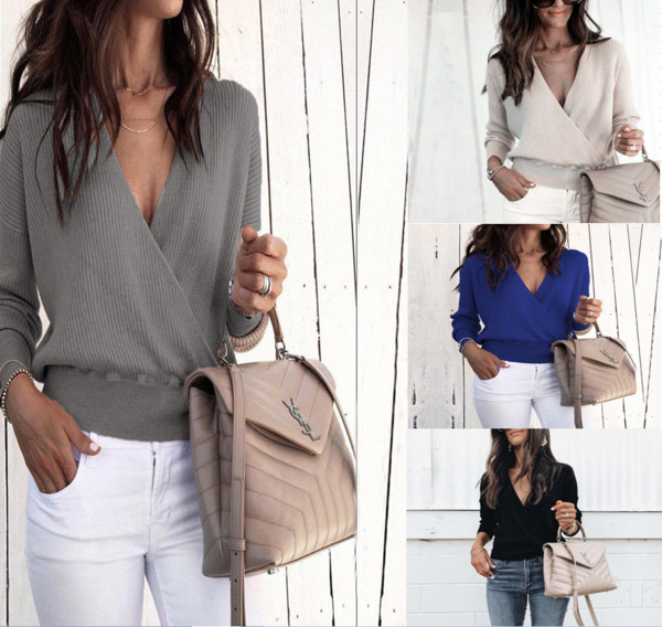 Stílusos női blúz V-nyakkal, több színben