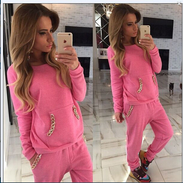 Kétrészes sport-hétköznapi női szett láncokkal több színben