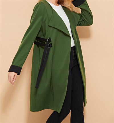 Μακρύ γυναικείο μπουφάν  σε πράσινο χρώμα με δεσμούς