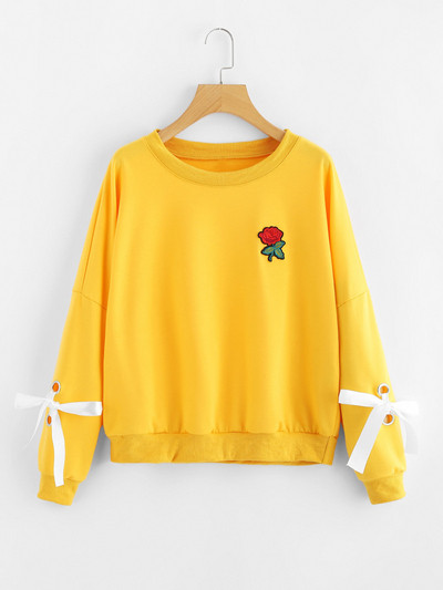 Γυναικείες μπλούζες αθλητισμού με έγχρωμο κέντημα και ο-λαιμό σε δύο χρώματα