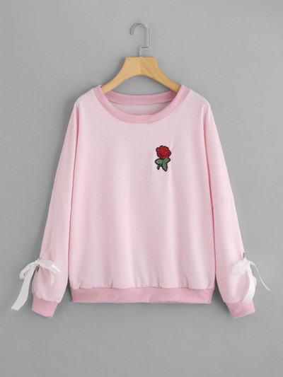 Γυναικείες μπλούζες αθλητισμού με έγχρωμο κέντημα και ο-λαιμό σε δύο χρώματα