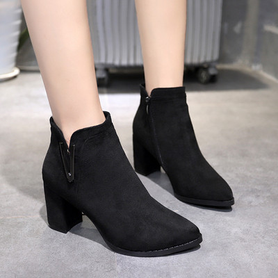 Γυναικείες μπότες eco σουέτ σε δύο χρώματα