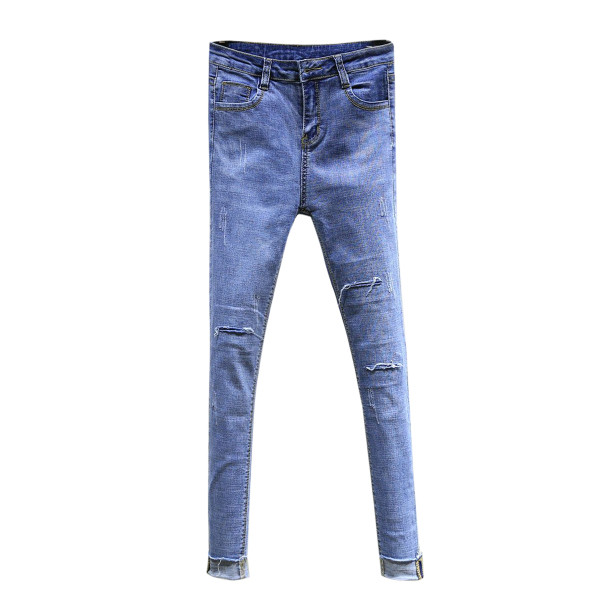 Tiszta női farmer magas derékkal, szakadt elemekkel