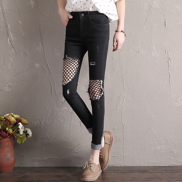 Aktuális női farmer két színben hálóval