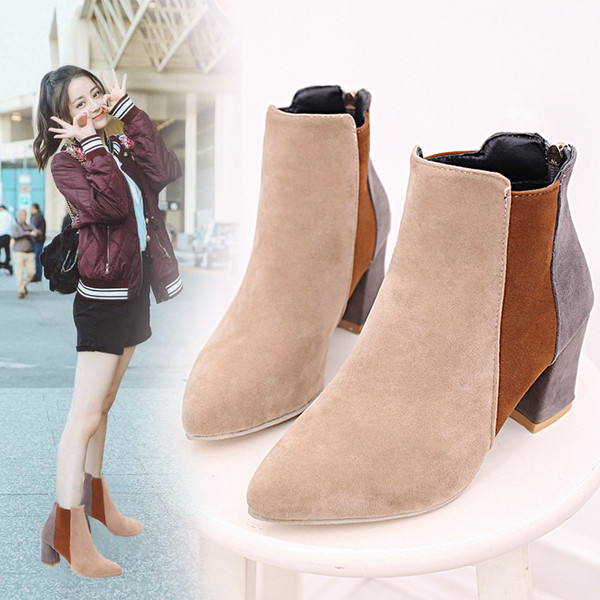 Elegáns női csizma vastag sarkú három színben