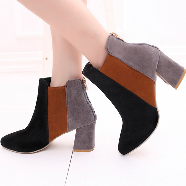 Elegáns női csizma vastag sarkú három színben