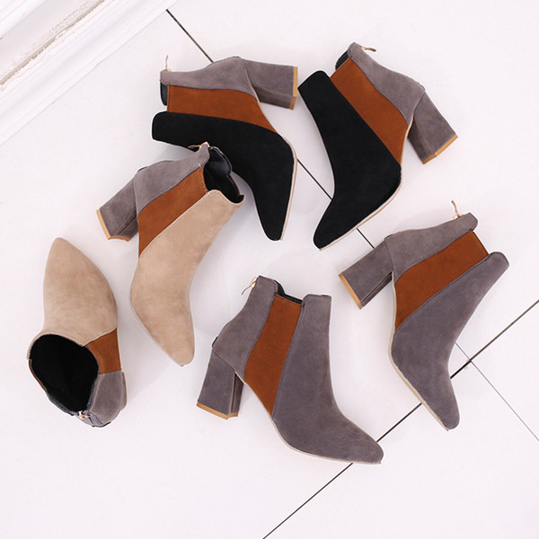 Elegáns női csizma vastag sarkú három színben