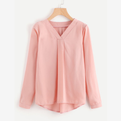 Aktuális női blúz V-nyakkal, fekete és rózsaszín színben