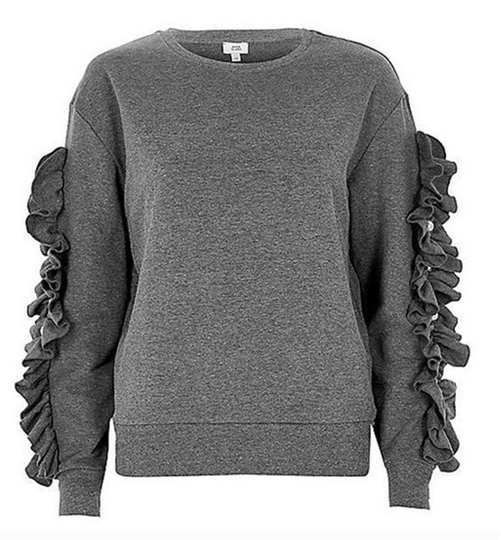 Modern női blúz O-nyakú szürke gyöngyökkel