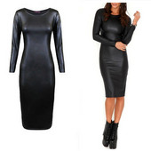 Μοντέρνο γυναικείο φόρεμα σε μαύρο χρώμα - Λεπτό μοντέλο