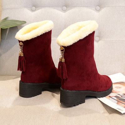 Γυναικείες μπότες με φούντα και απαλή επένδυση σε τρία χρώματα