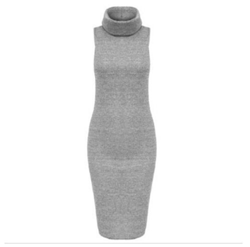 Дамска рокля без ръкави с висока яка в няколко цвята - Slim модел