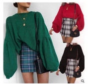 Άνετο  γυναικείο πουλόβερ  με φαρδιά μανίκια σε τρία χρώματα