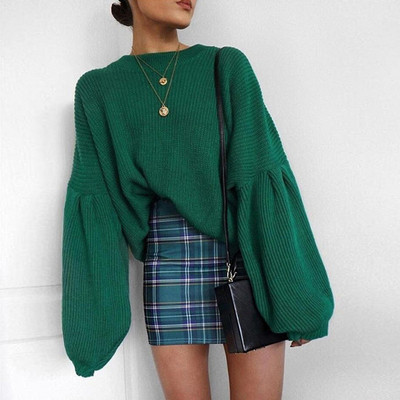 Άνετο  γυναικείο πουλόβερ  με φαρδιά μανίκια σε τρία χρώματα