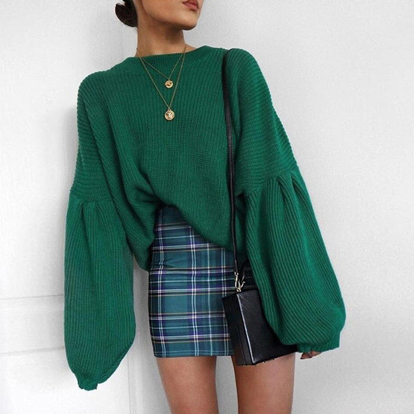 Άνετο  γυναικείο πουλόβερ  με φαρδιά μανίκια σε τρία χρώματα