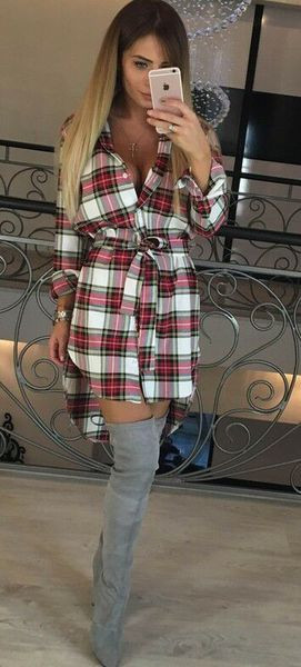 Φόρεμα γυναικείο με ζώνη σε τρία χρώματα