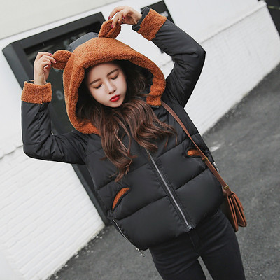 Γυναικείο μπουφάν με τρισδιάστατο στοιχείο στη κουκούλας - τέσσερα χρώματα