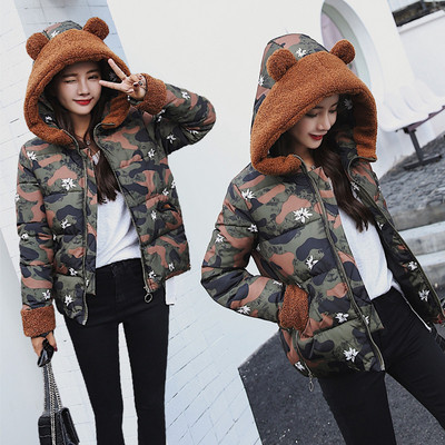 Γυναικείο μπουφάν με τρισδιάστατο στοιχείο στη κουκούλας - τέσσερα χρώματα