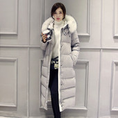 Дълго дамско зимно яке с качулка и пух в няколко цвята