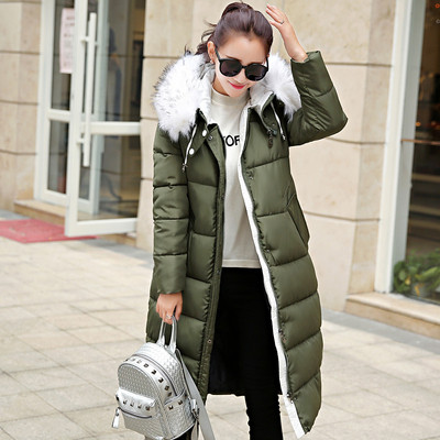 Дълго дамско зимно яке с качулка и пух в няколко цвята