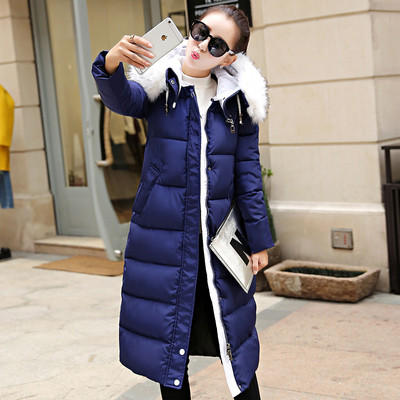 Дълго дамско зимно яке с качулка и пух в няколко цвята