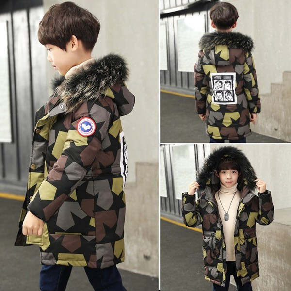 Gyermek hosszú terepszínű kabát fiúknak két színben