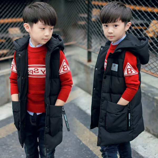 Modern gyermek hosszú mellény fiúknak három színben