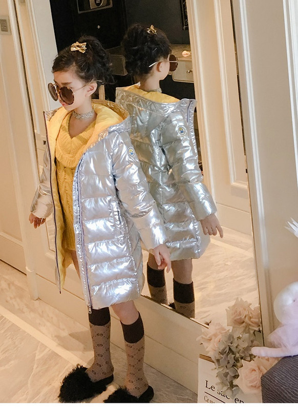 Modern gyerek hosszú kabát lányoknak két színben