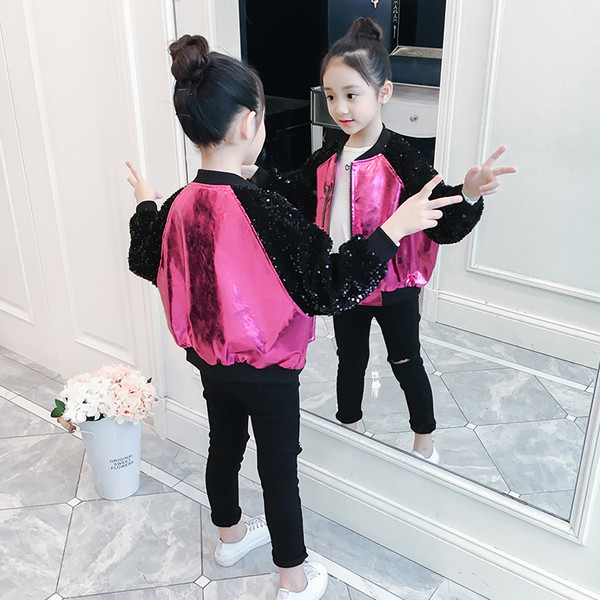 Μοντέρνο παιδικό μπουφάν  με πούλιες σε δύο χρώματα για κορίτσια