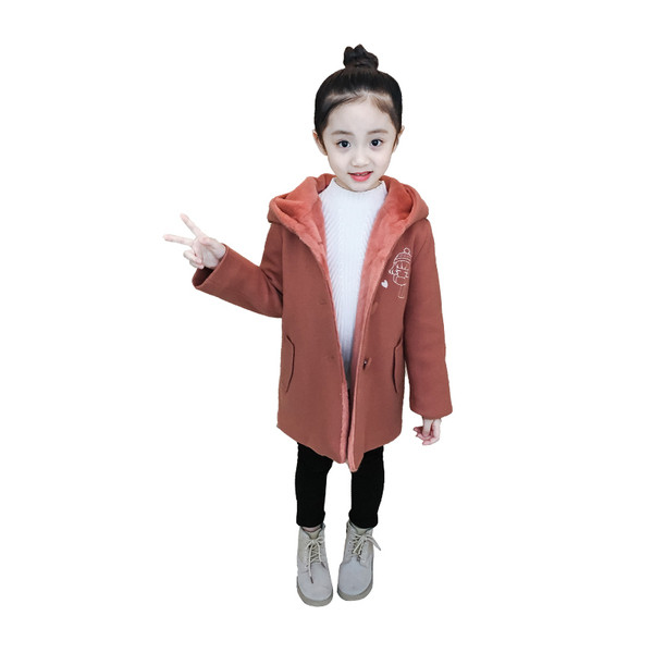 Κομψό ροζ παιδικό μπουφάν για κορίτσια με τρισδιάστατο στοιχείο