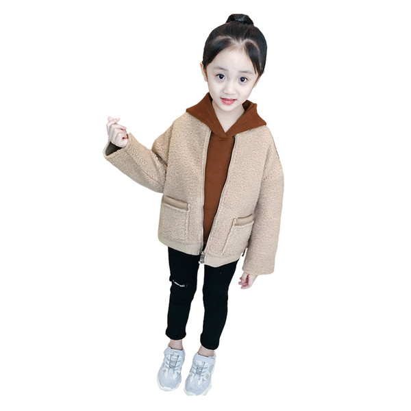 Modern gyerekkabát lányoknak két színben - barna és rózsaszín