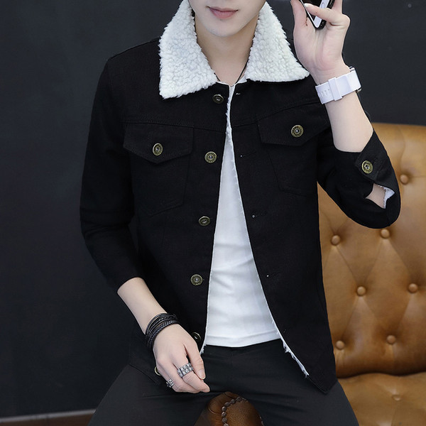 Jachetă casual bărbătească din denim pentru iarnă în patru culori