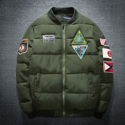 Casual χειμωνιάτικο ανδρικό μπουφάν με έγχρωμα εμβλήμα σε τρία χρώματα