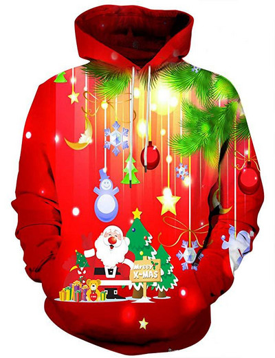 3D T-Shirt για άντρες με κουκούλα με Χριστούγεννα Holiday Motives and Patterns