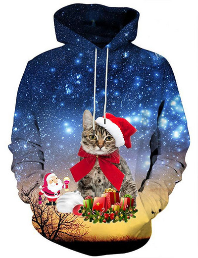 3D T-Shirt για άντρες με κουκούλα με Χριστούγεννα Holiday Motives and Patterns