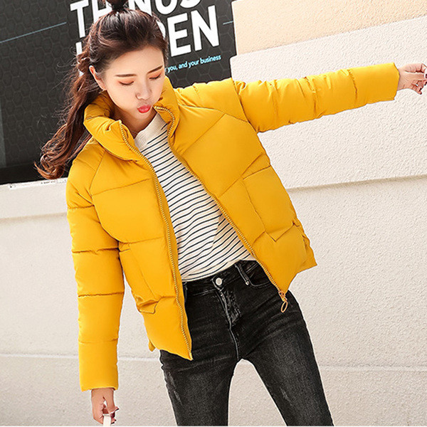 Μοντέρνο γυναικείο μπουφάν σε κίτρινο και ροζ χρώμα