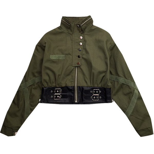 Stílusos női kabát fekete és zöld színben