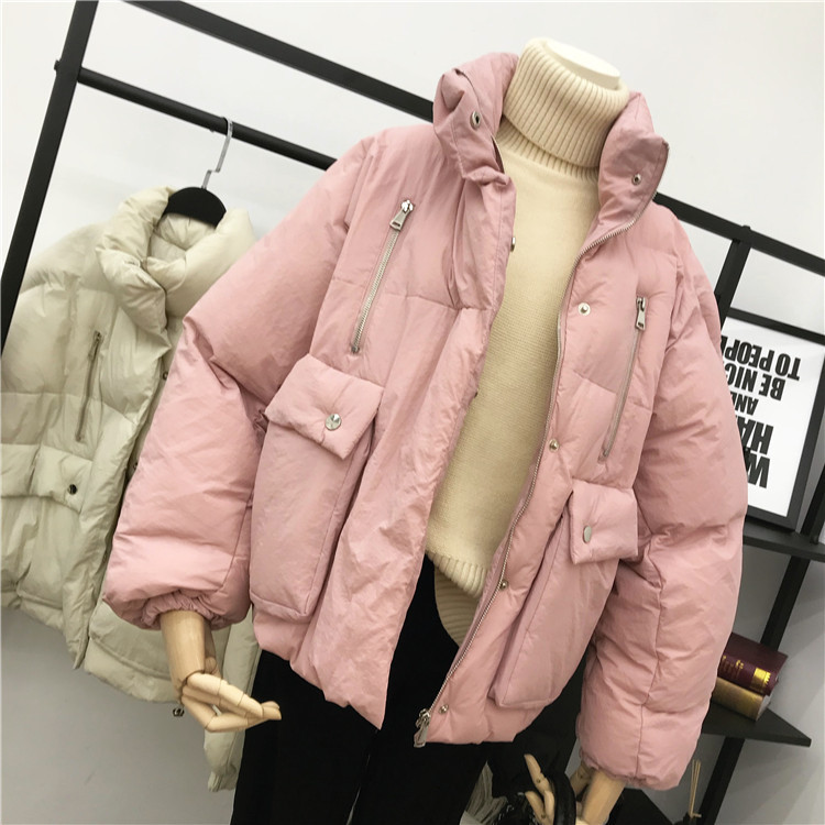 Γυναικείο μοντέρνο μπουφάν ε ροζ και μαύρο χρώμα