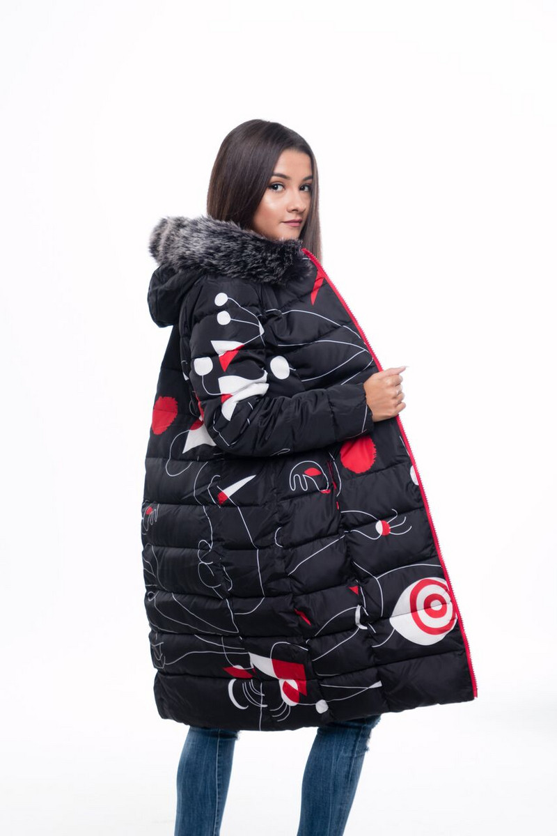 Γυναικείο χειμωνιάτικο μπουφάν με κουκούλα και γούνα σε τέσσερα χρώματα