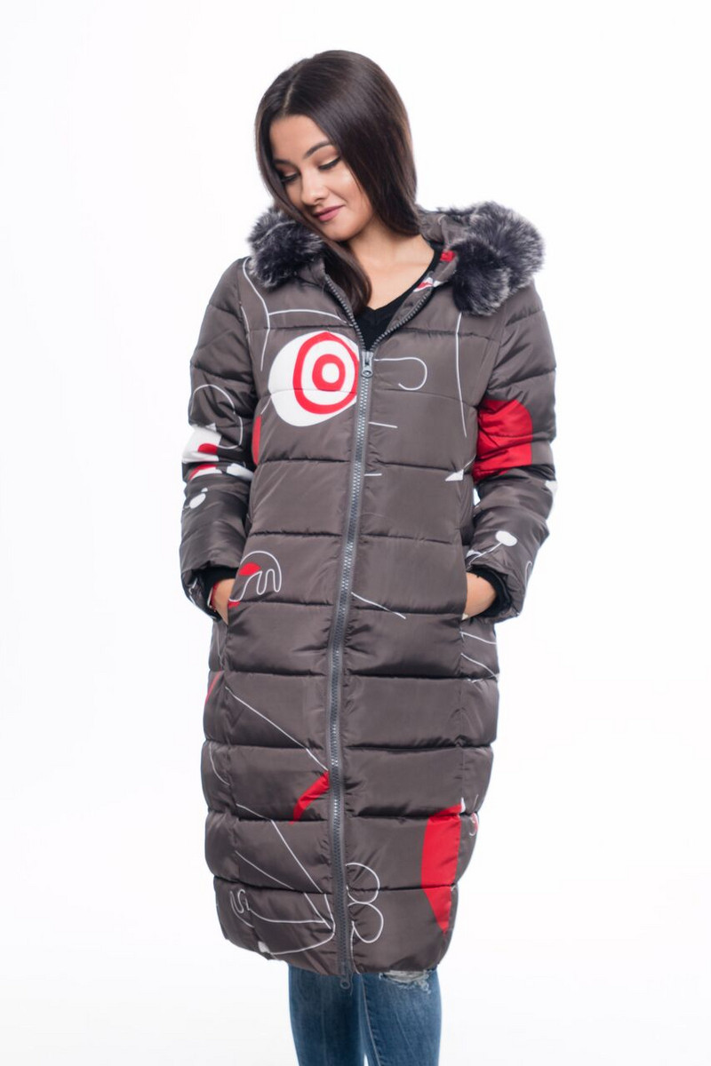 Γυναικείο χειμωνιάτικο μπουφάν με κουκούλα και γούνα σε τέσσερα χρώματα