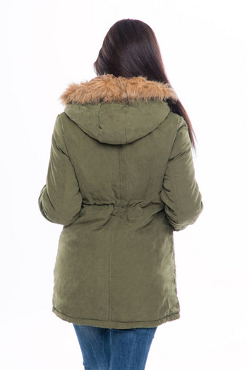 Дамско яке за зимата с мека подлата и качулка в седемцвята