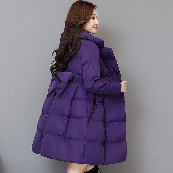 Γυναικείο μοντέρνο μακρύ μπουφάν με κορδέλα σε διάφορα χρώματα